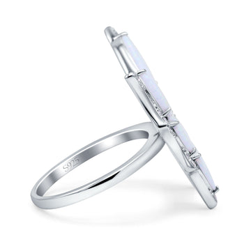 Butterfly Petite Dainty Thumb Ring Lab Created White Opal Statement Fashion Ring 925 Sterling Silver